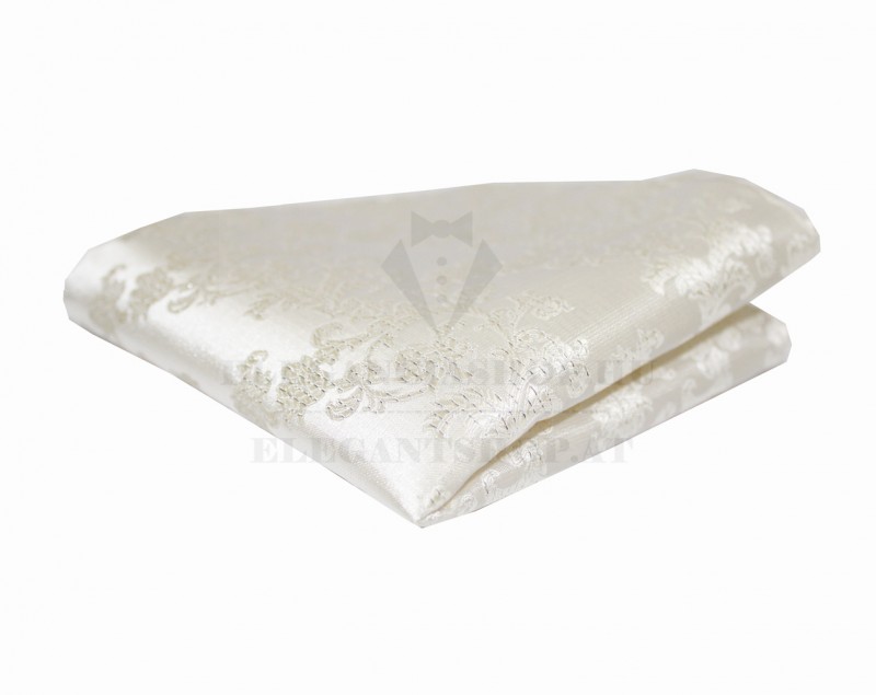 Goldenland díszzsebkendő - Ecru mintás lurexel