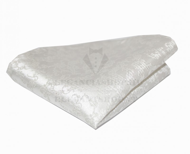 Goldenland díszzsebkendő - Ecru mintás lurexel