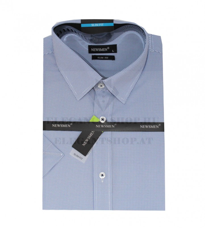 Newsmen elasztikus 80% pamut r.u slim ing - Kék aprókockás