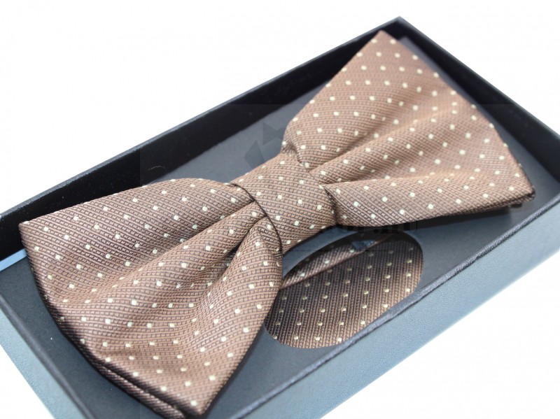 NM Díszdobozos mintás csokornyakkendő szett - Mogyoróbarna aprópöttyös