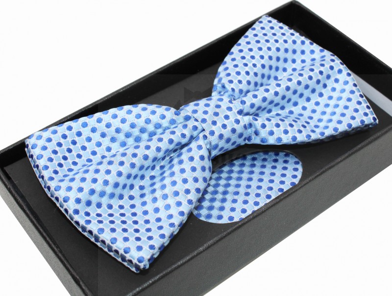 NM Díszdobozos mintás csokornyakkendő szett - Világoskék pöttyös
