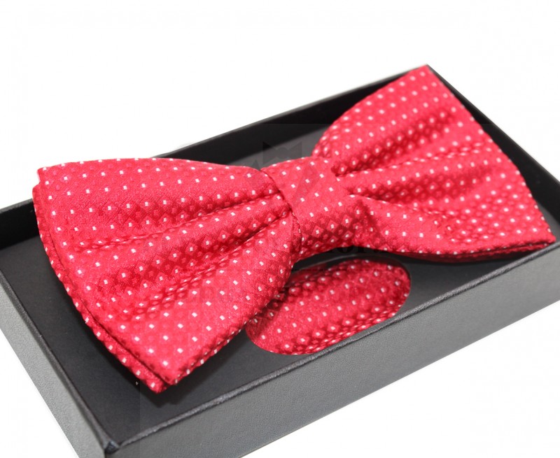 NM Díszdobozos mintás csokornyakkendő szett - Piros pöttyös