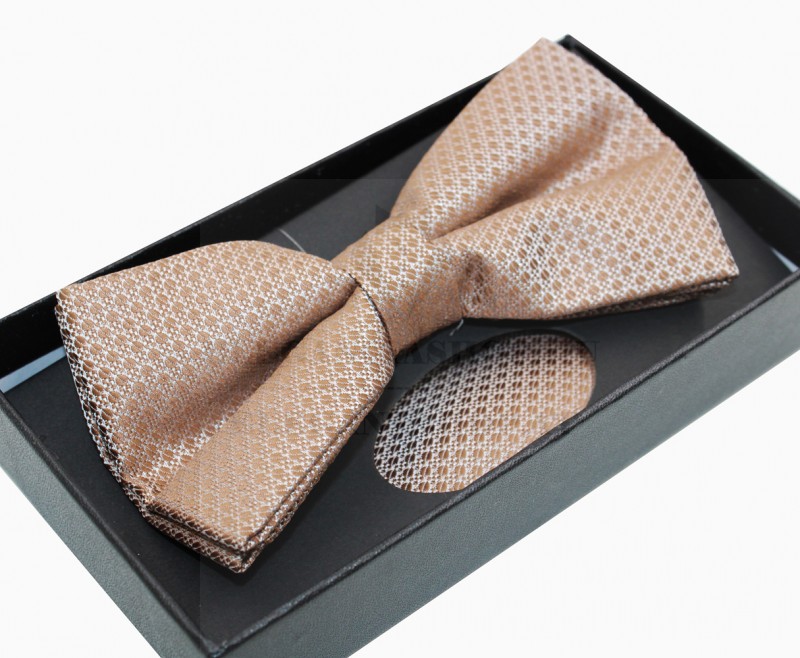 NM Díszdobozos mintás csokornyakkendő szett - Világosbarna pöttyös