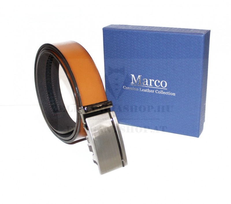Marco Sergioni férfi bőr öv díszdobozban - Caramell