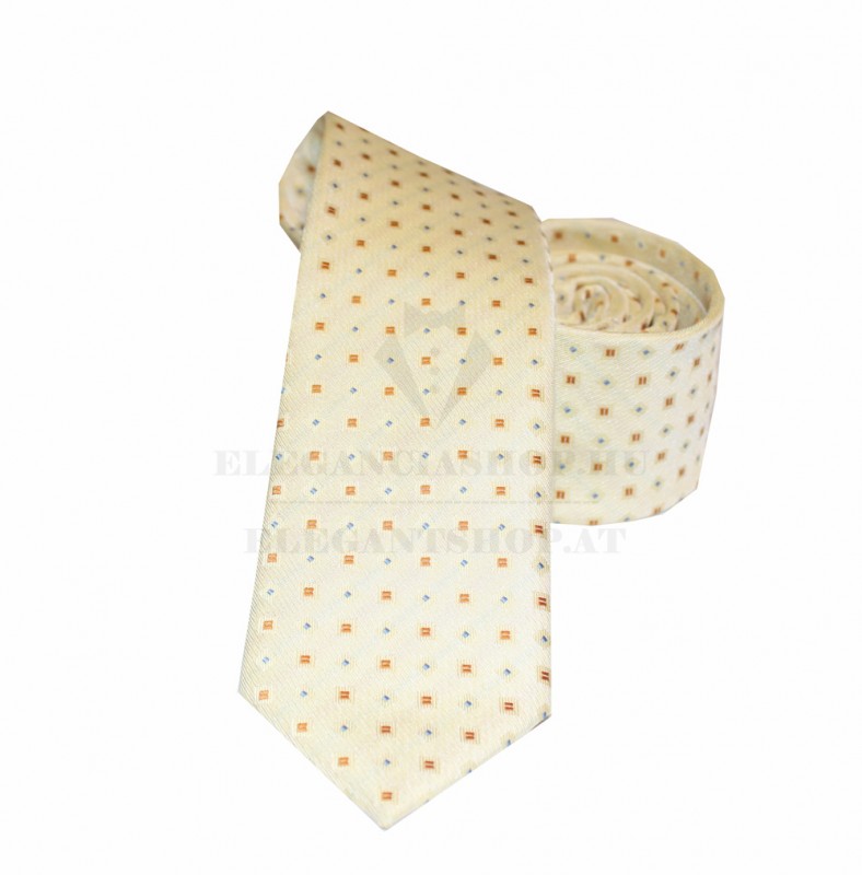 NM slim szövött nyakkendő - Halványsárga mintás