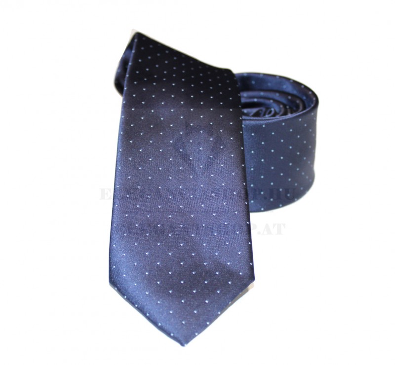NM slim szövött nyakkendő - Sötétkék aprópöttyös