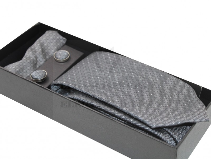 NM nyakkendő szett - Szürke aprómintás