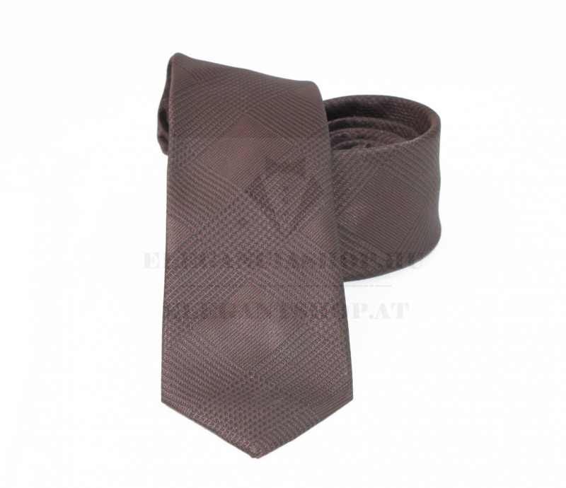 NM slim szövött nyakkendő - Sötétbarna kockás