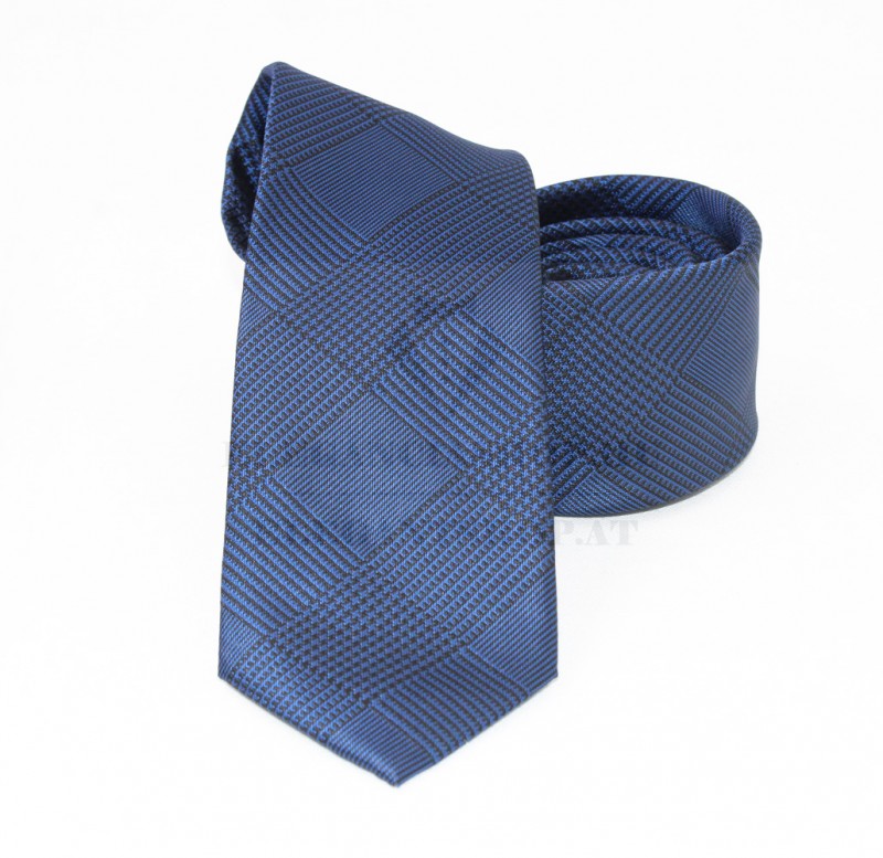 NM slim szövött nyakkendő - Sötétkék kockás