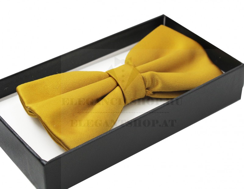 Díszdobozos szatén csokornyakkendő - Mustár