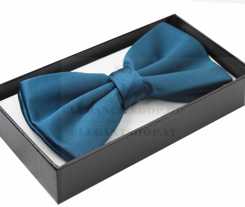 Díszdobozos szatén csokornyakkendő - Olajkék