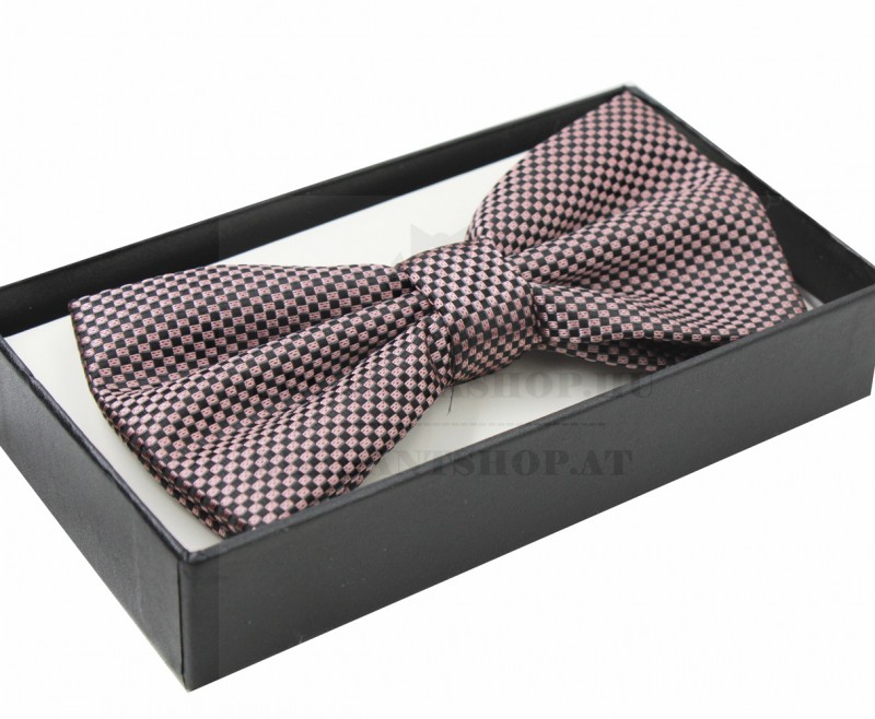 NM Díszdobozos csokornyakkendő - Rózsaszín-fekete aprómintás