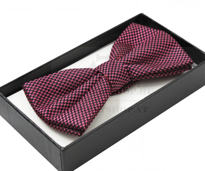NM Díszdobozos csokornyakkendő - Fekete-pink aprómintás