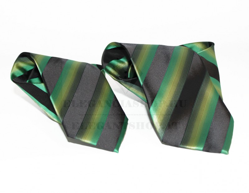 NM apa-fia nyakkendő szett - Zöld-fekete csíkos