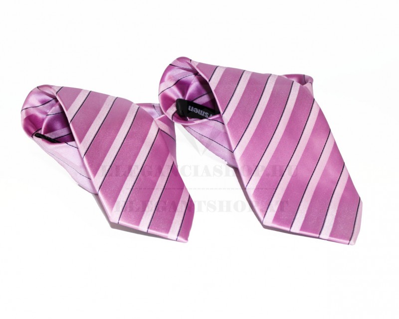 NM apa-fia nyakkendő szett - Rószaszín csíkos