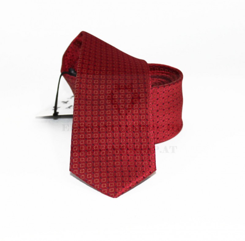 NM slim szövött nyakkendő - Meggybordó mintás