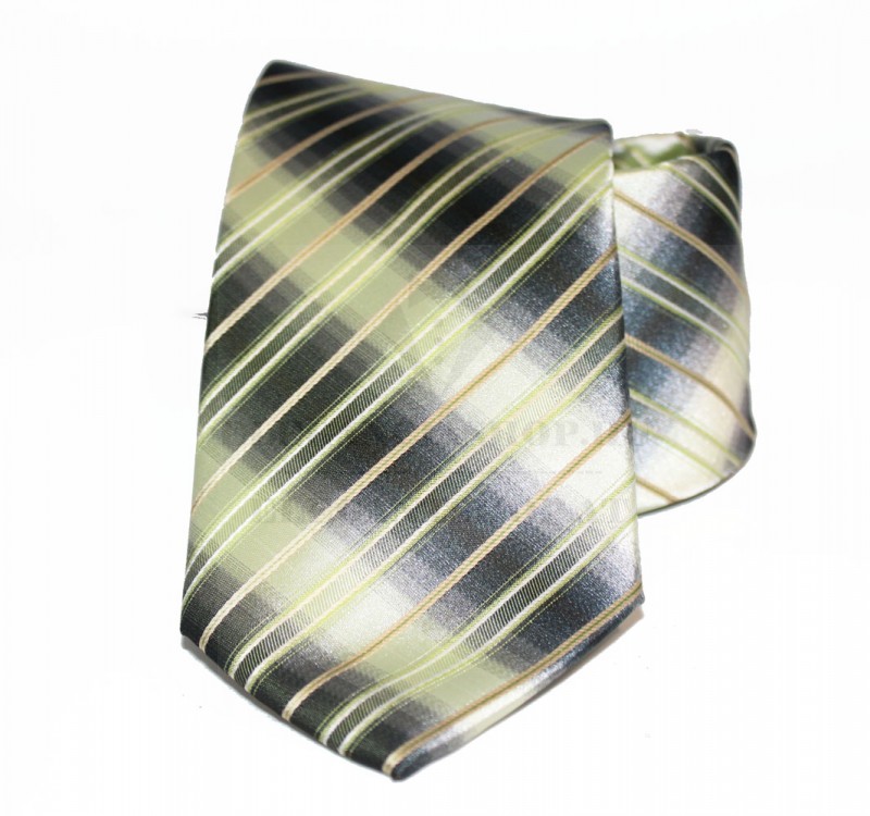 NM normál nyakkendő - Drapp-zöld csíkos