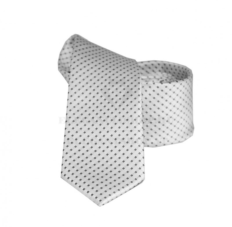 NM slim szövött nyakkendő - Fehér pöttyös