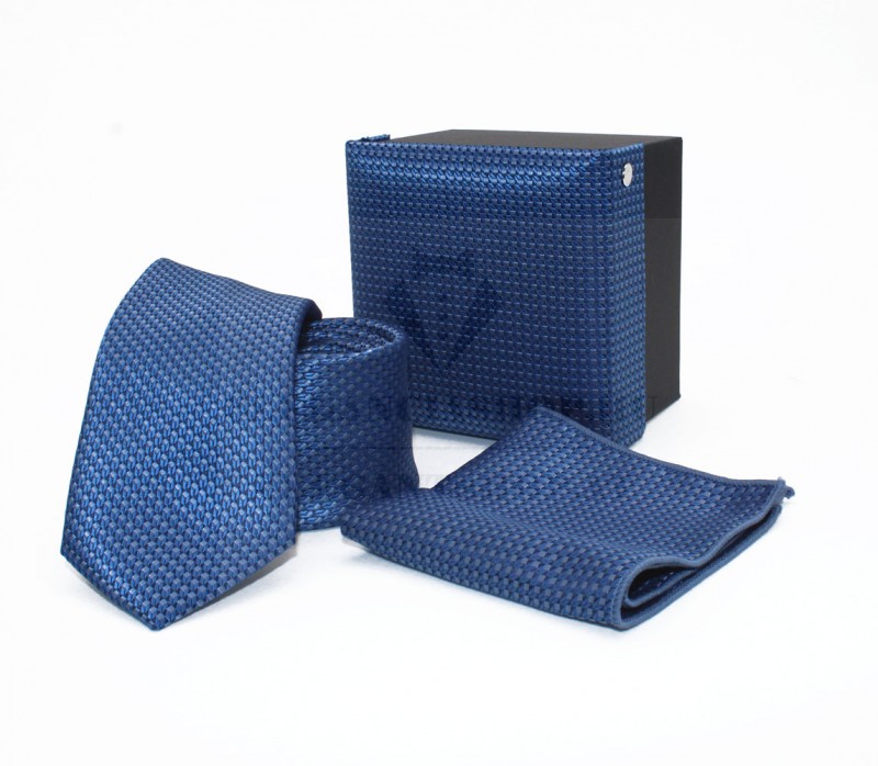 GL Slim nyakkendő szett - Kék aprópöttyös