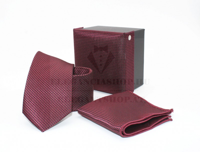 GL Slim nyakkendő szett - Bordó aprópöttyös