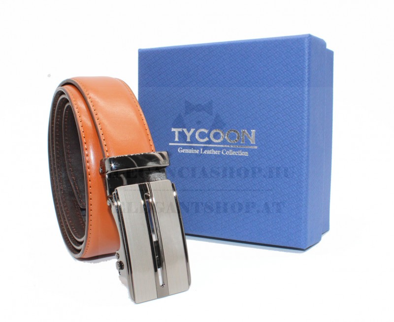 Tycoon férfi bőr öv díszdobozban - Caramell