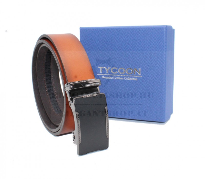 Tycoon férfi bőr öv díszdobozban - Caramell