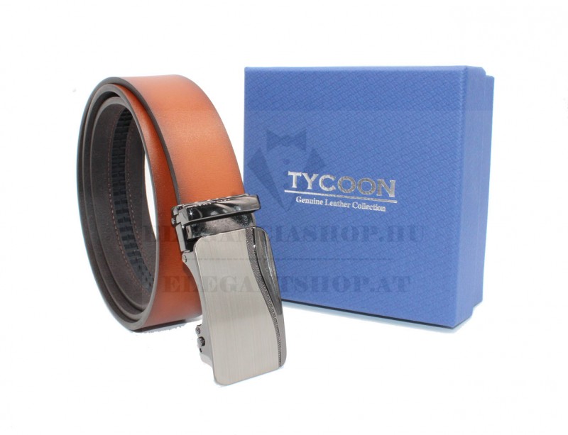 Tycoon férfi bőr öv díszdobozban - Caramell