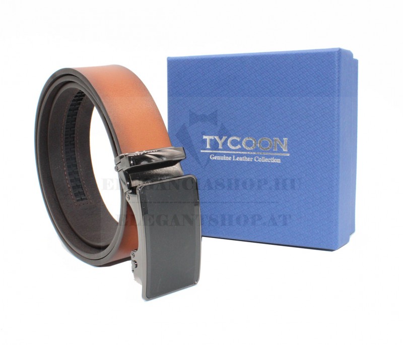 Tycoon férfi bőr öv díszdobozban - Caramell