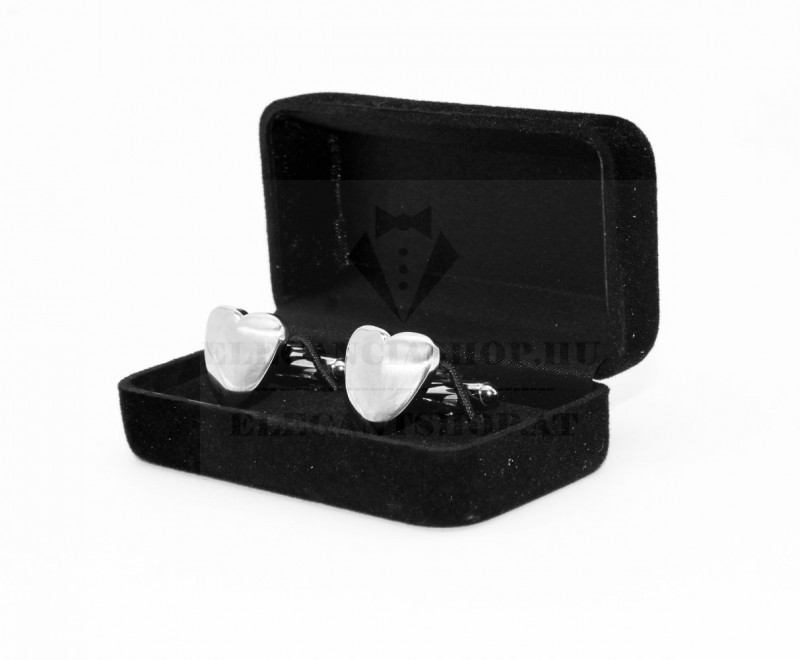 Mandzsettagomb díszdobozban - Ezüst szív