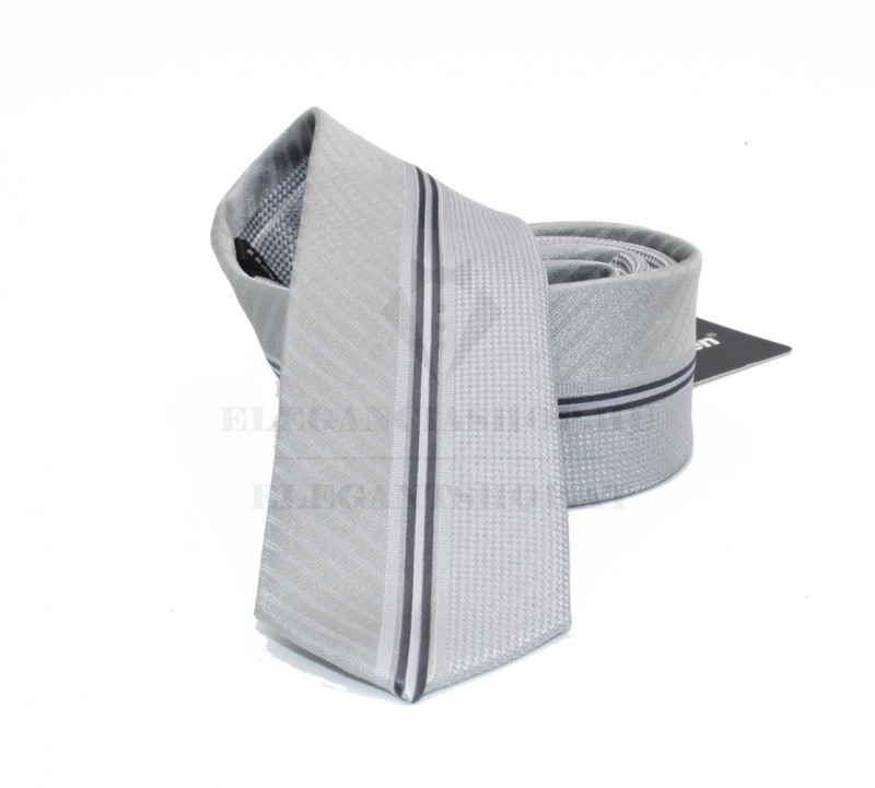 NM slim szövött nyakkendő - Ezüst csíkos