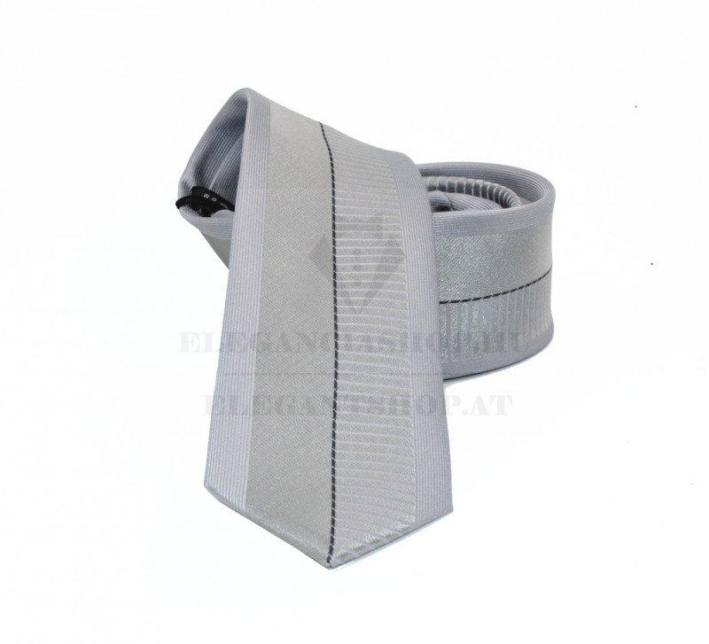 NM slim szövött nyakkendő - Ezüst csíkos