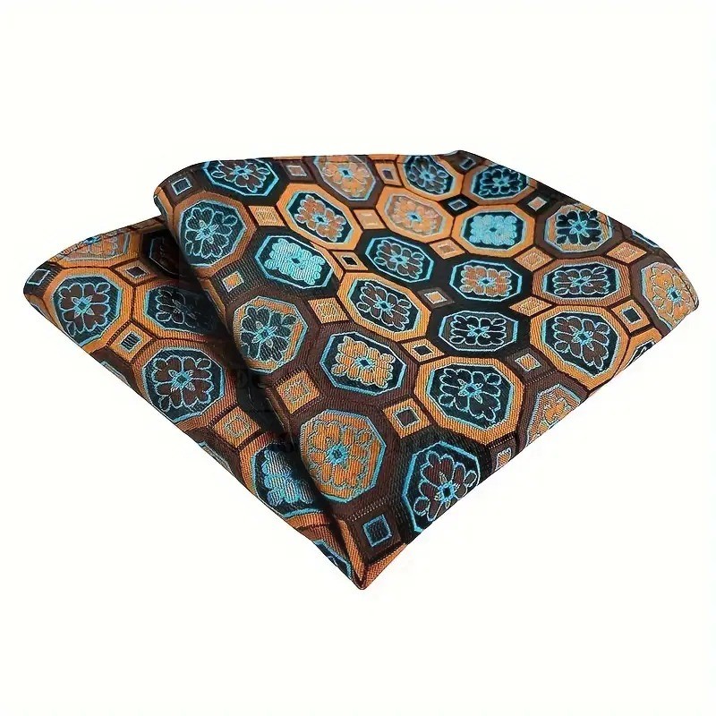 Exkluzív díszzsebkendő - Barna-kék mintás