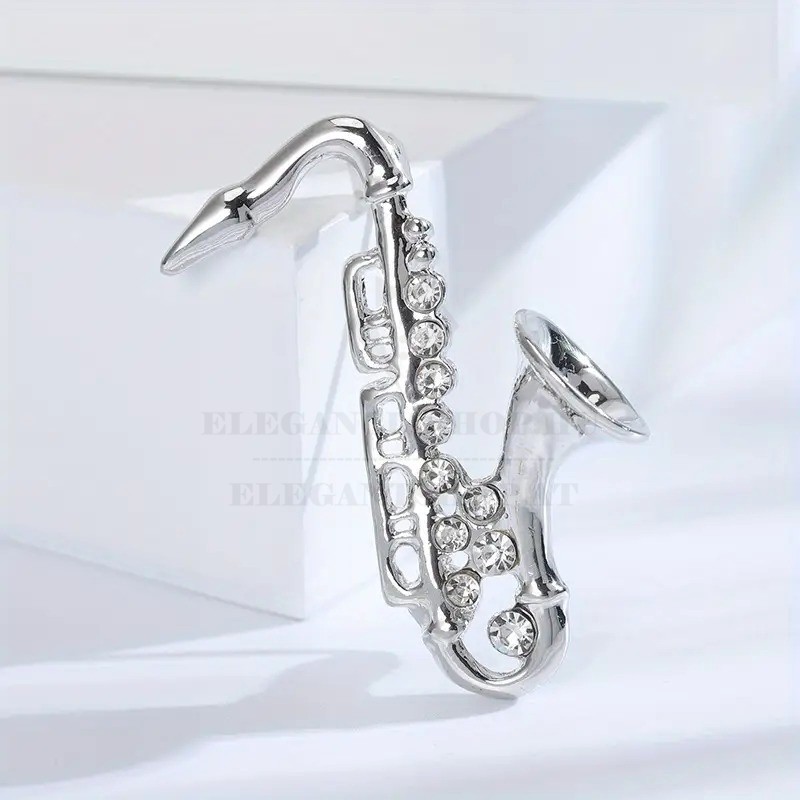 Bross kitűző saxofon