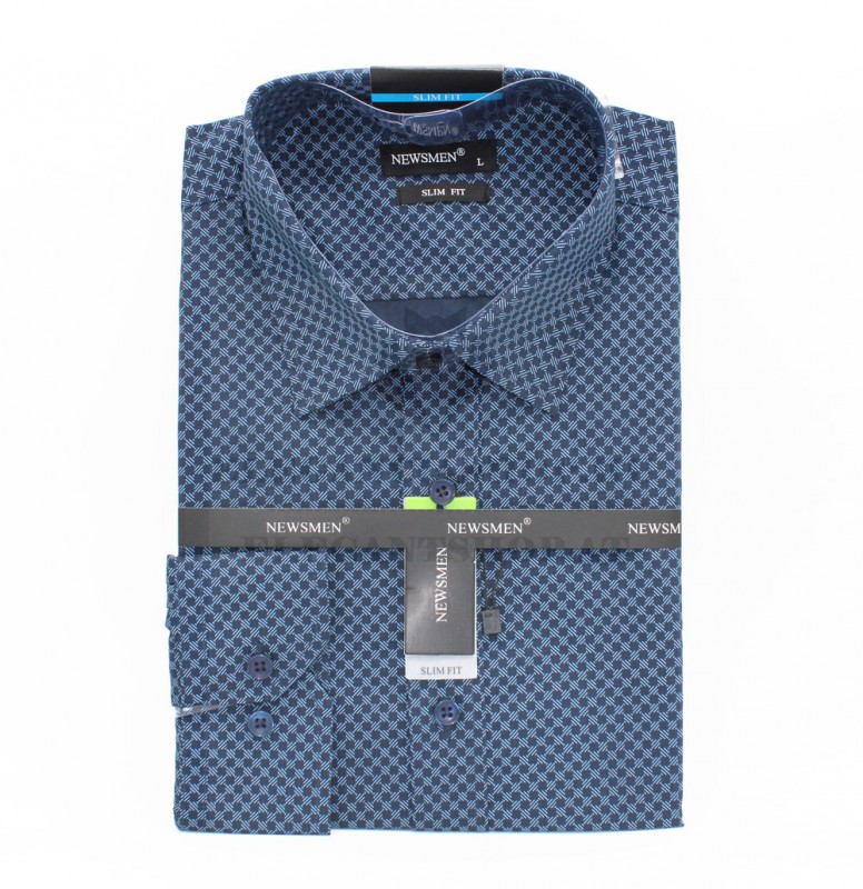 NM h.u slim elasztikus ing - Sötétkék mintás