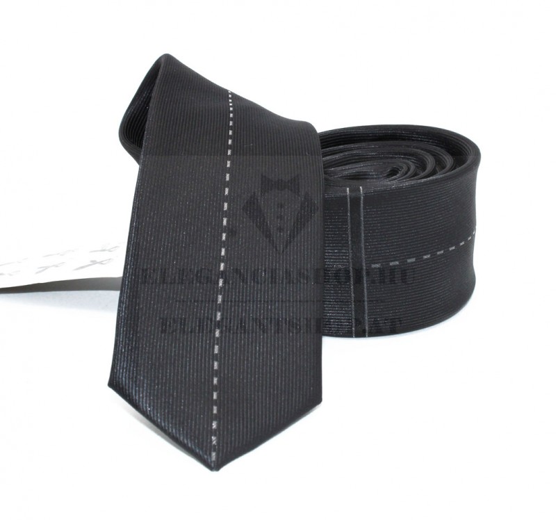 NM slim szövött nyakkendő - Fekete mintás