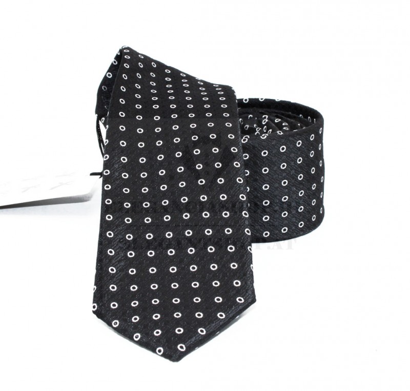 NM slim szövött nyakkendő - Fekete mintás