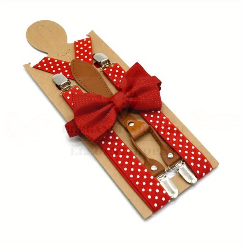 Pöttyös nadrágtartó szett - Piros