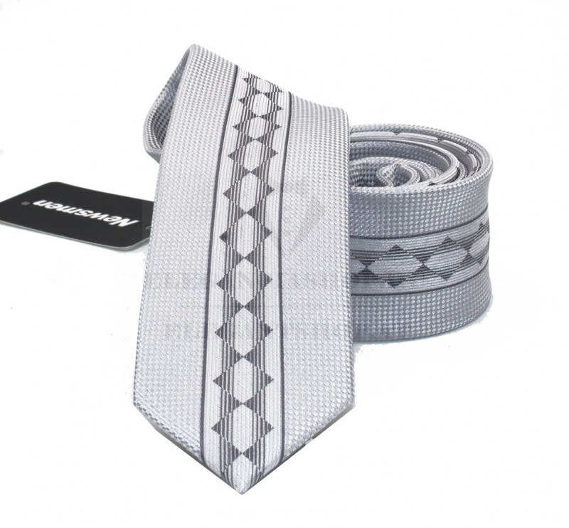 NM slim szövött nyakkendő - Ezüst csíkos
