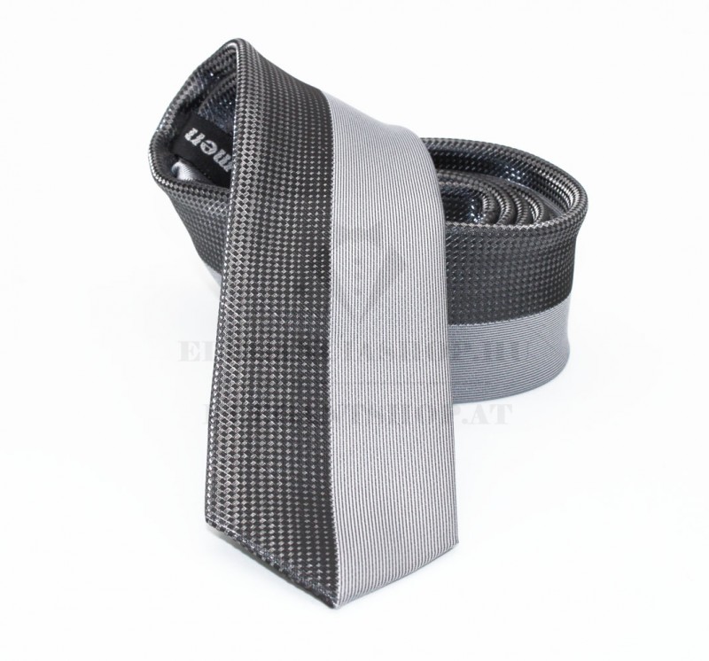 NM slim szövött nyakkendő - Ezüst csíkos