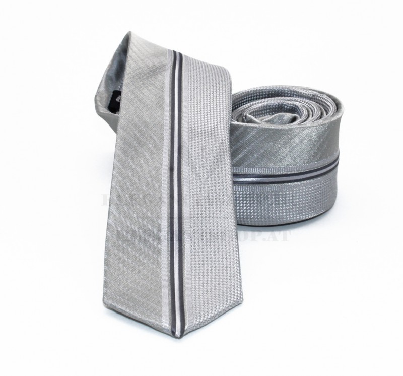 NM slim szövött nyakkendő - Ezüst csíkos