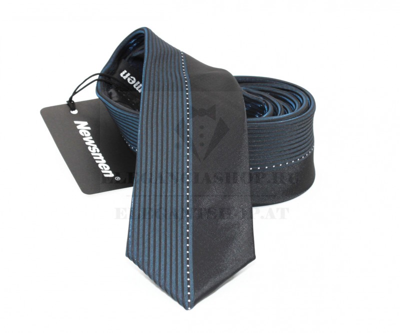 NM slim szövött nyakkendő - Kék csíkos