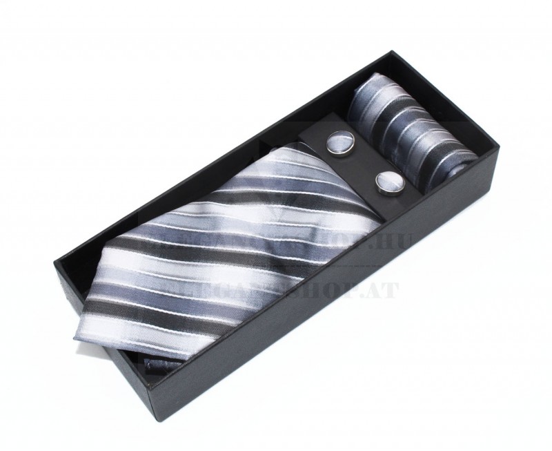 NM nyakkendő szett - Ezüst csíkos