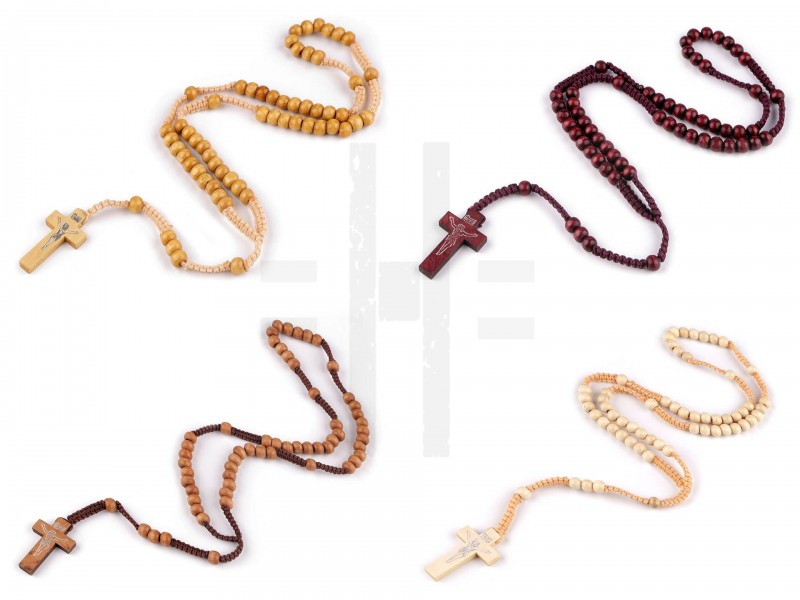 Rózsafüzér fából fonott zsinóron