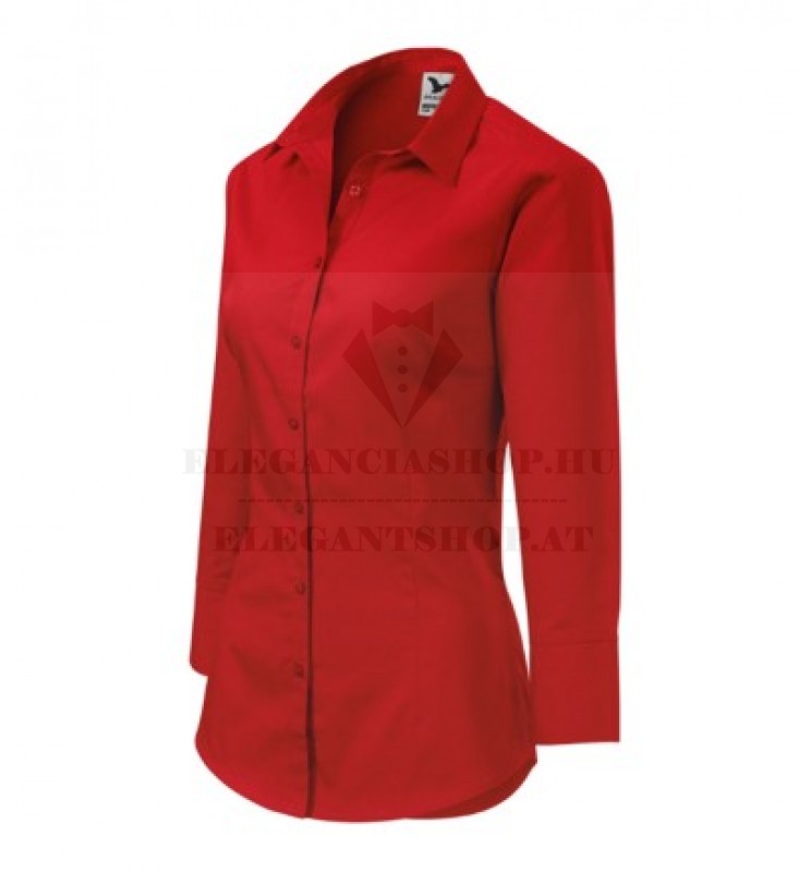 Női puplin ing 3/4 ujjú - Piros