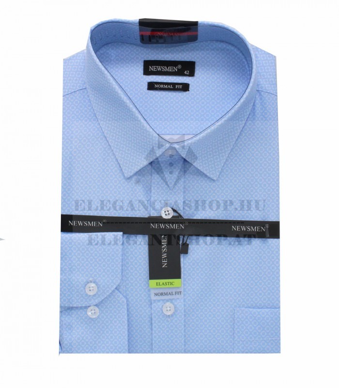 NM h.u normál fit elasztikus ing - Világoskék mintás