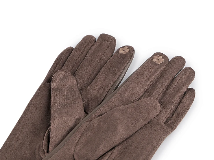 Női kesztyű díszített műbőrrel