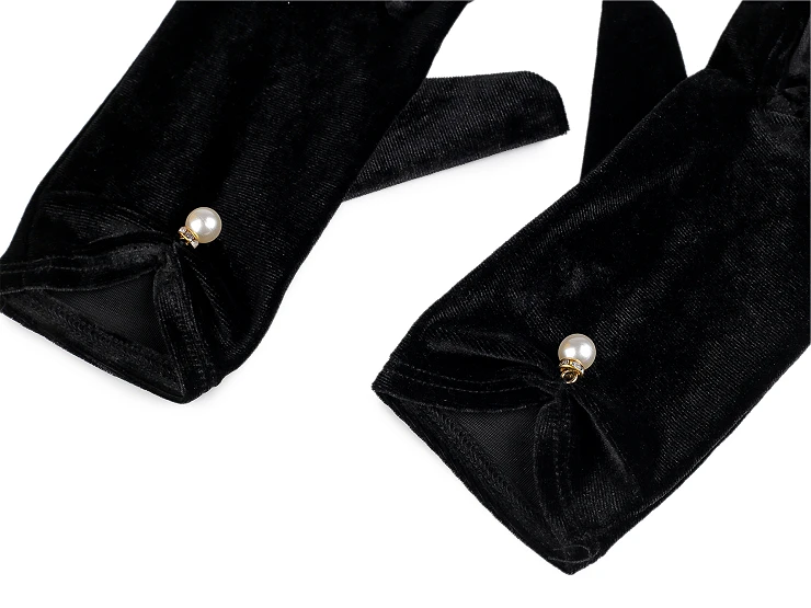 Bársony alkalmi kesztyű gyönggyel