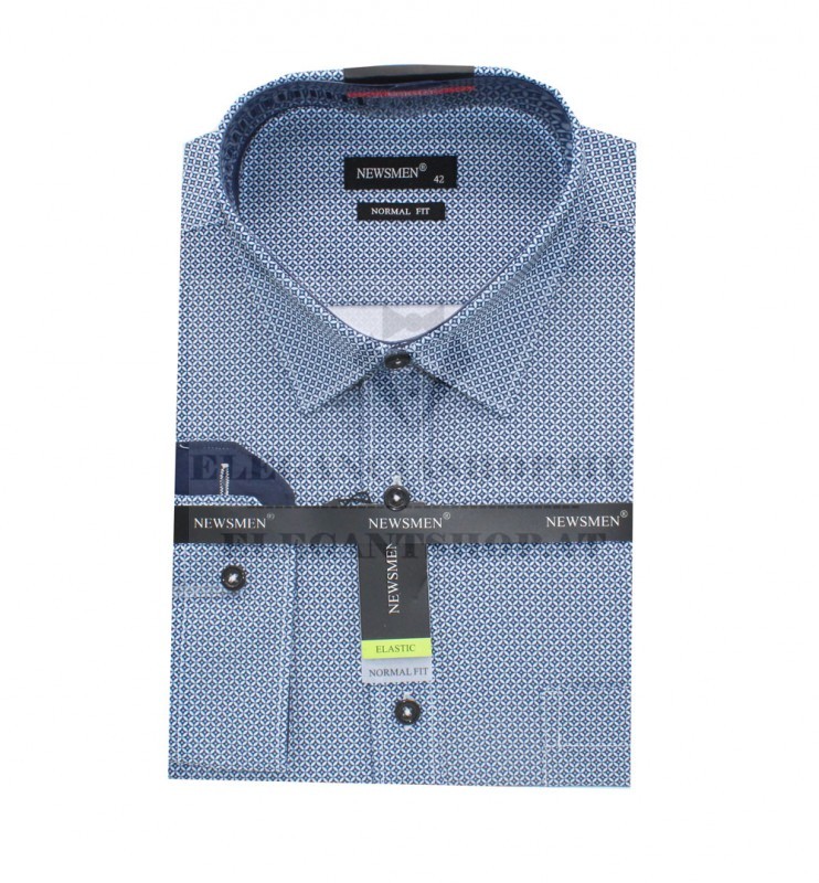 NM h.u normál fit elasztikus ing - Kék mintás