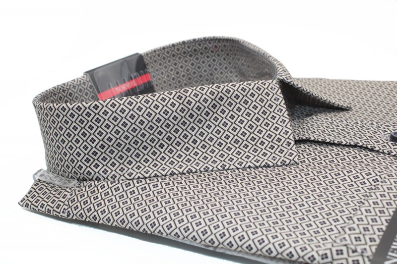 NM h.u normál fit elasztikus ing - Barna mintás