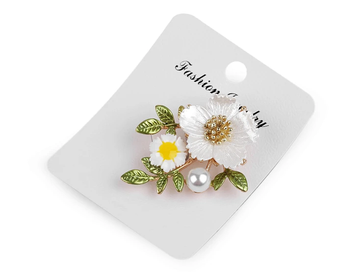 Bross gyönggyel virágok kitűző